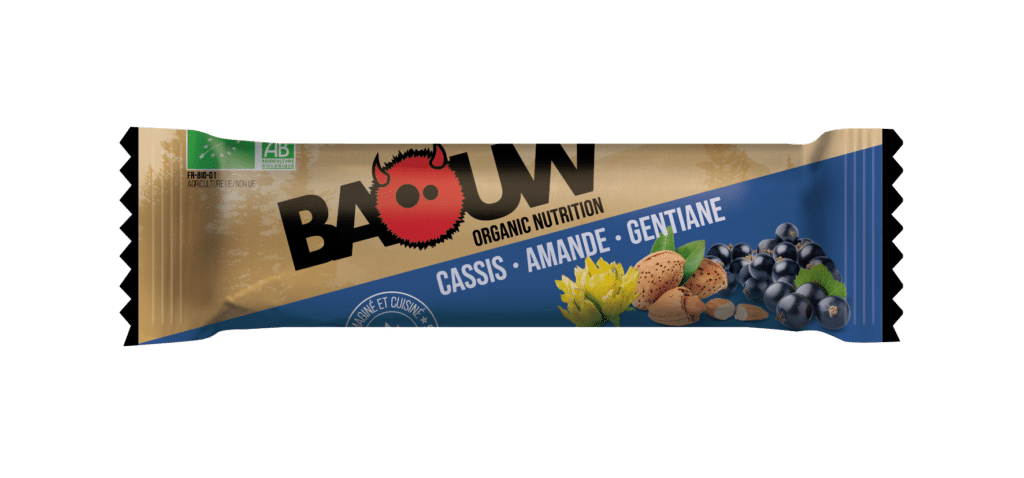 barre energétique baouw cassis, amande, gentiane