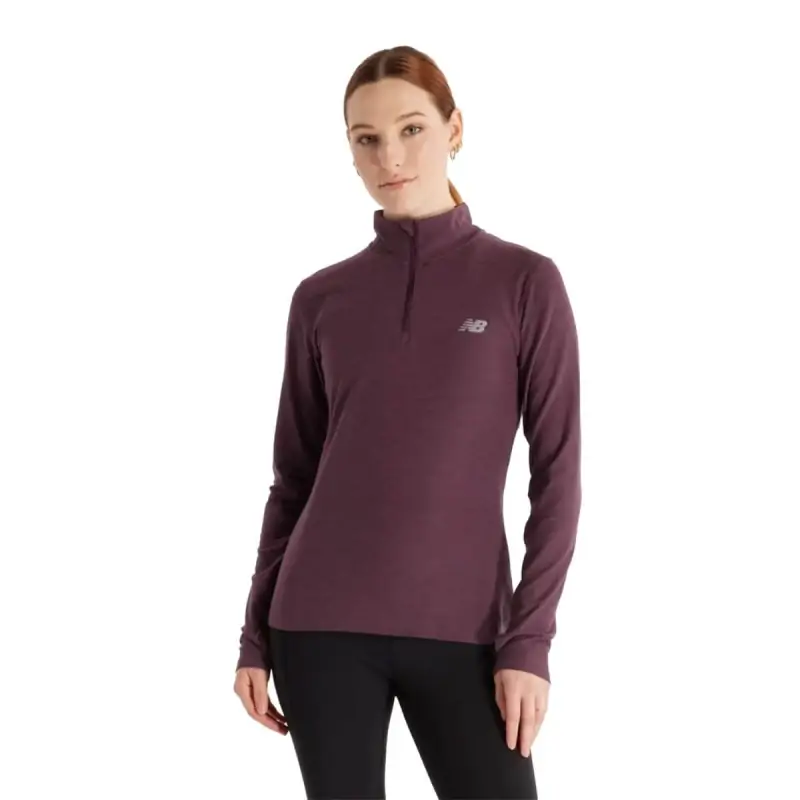 Pull Sport Essentials Space Dye 1/4 zip Femme - Plum Brown Heather